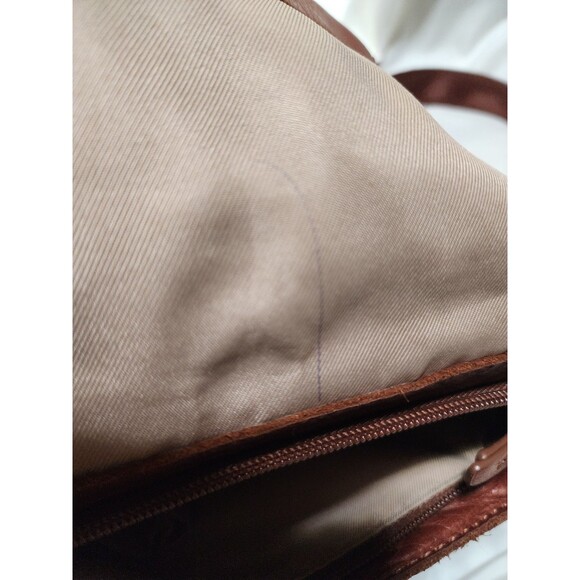 American Leather Company Liberty Tumbled Leather Backpack Cognac Zip/Snaps - Picture 7 of 16